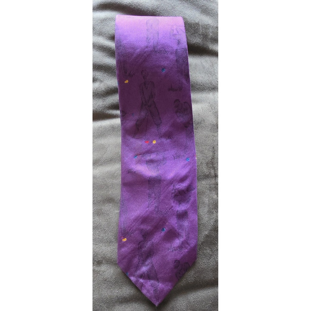Chaps Ralph Lauren Silk Tie Purple Graphic Formal Classic Slim Necktie Golfer